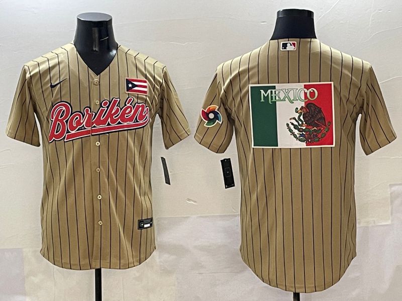 Men Puerto Rico Blank Brown Stripe Joint Name 2025 Nike MLB Jersey style 11